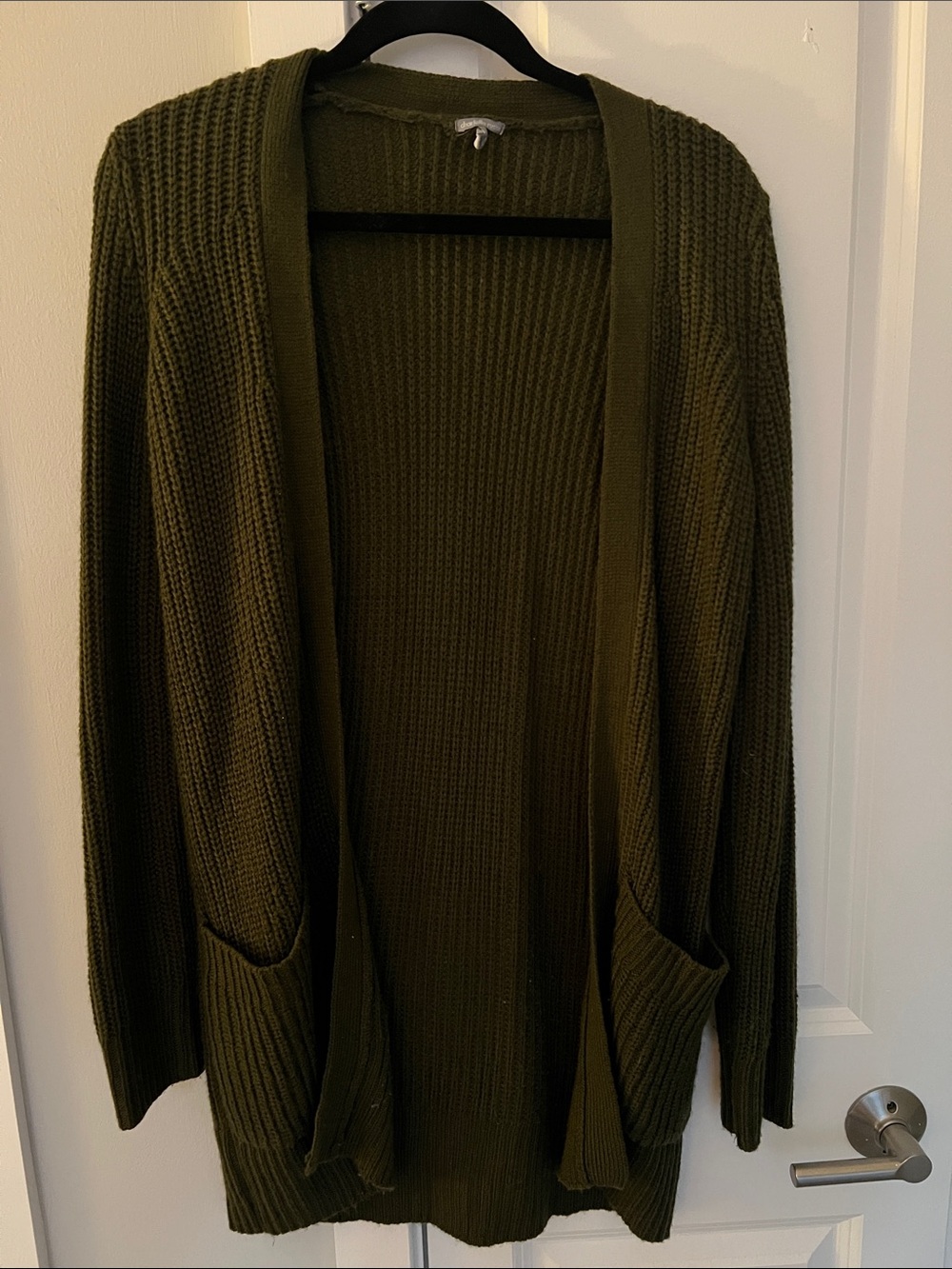 Charlotte Russe Olive Green Open-Front Ribbed Cardigan